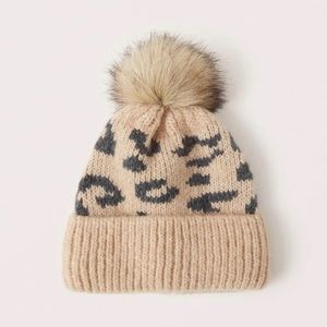 Animal Print Pom Beanie A&F